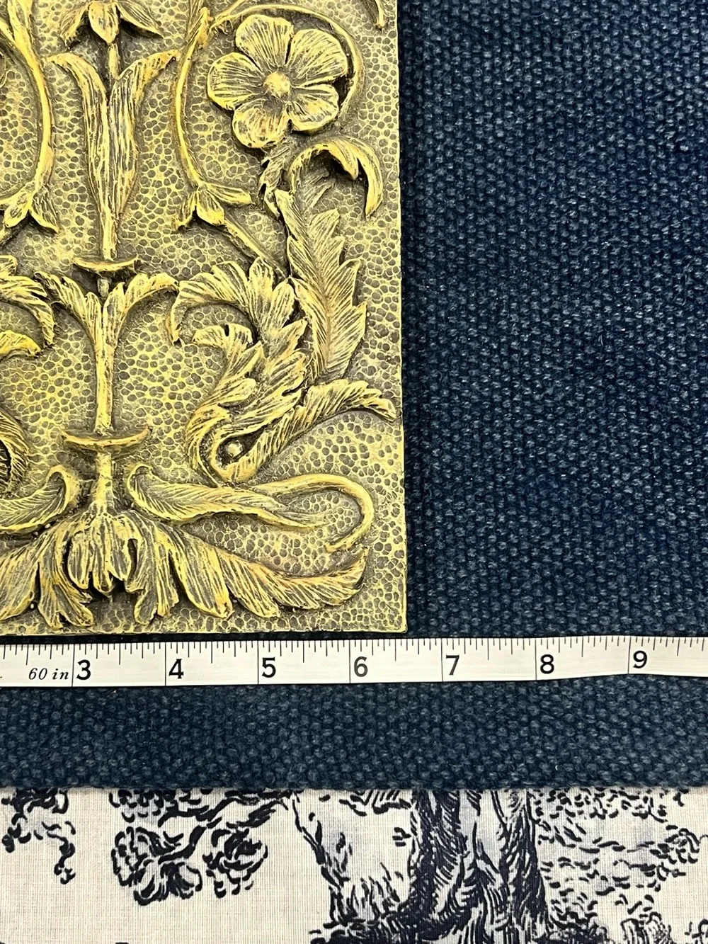 Ornate Floral Relief Wall Panel in Antique Gold